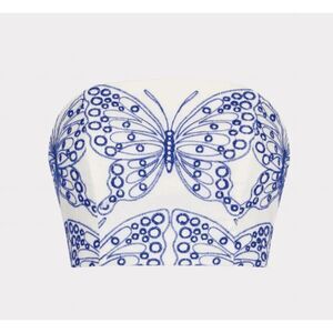 NWT Milly Butterfly Eyelet Strapless Crop Top- Size L